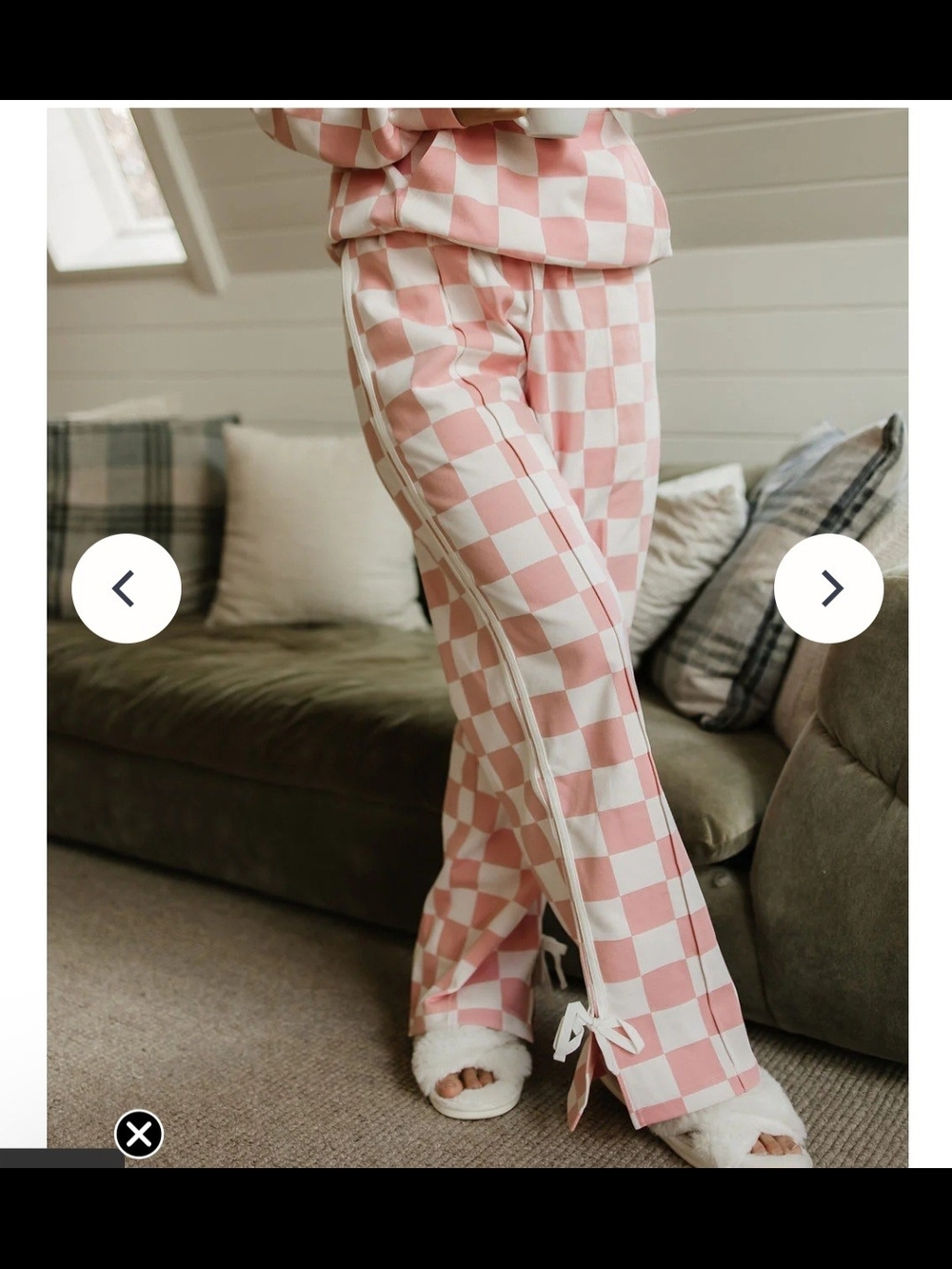 AMPERSAND AVE Pink and White Check Wide Leg Pants